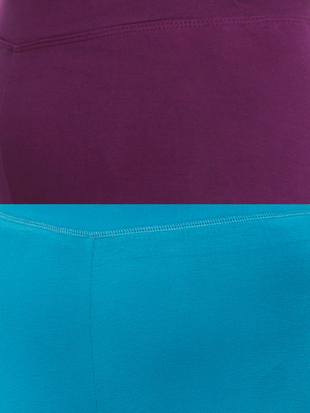 De Moza Superior Ankle Length Leggings Combo Pack of 2 Dark Purple&Teal - De Moza
