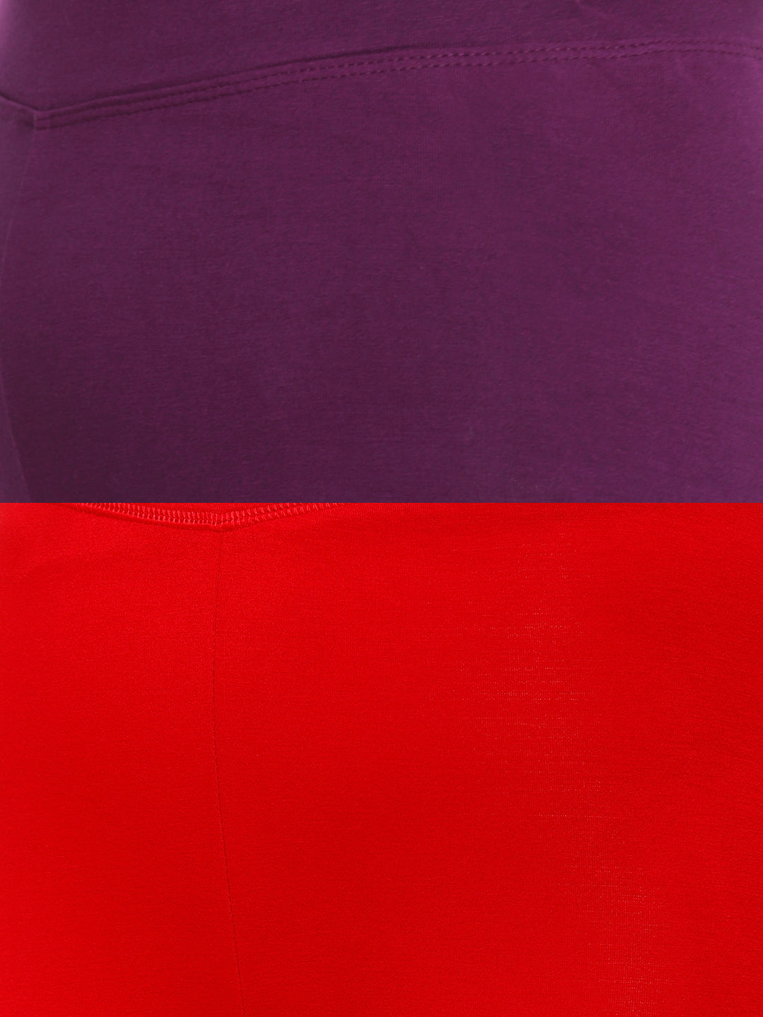 De Moza Superior Ankle Length Leggings Combo Pack of 2 Dark Purple&True Red - De Moza