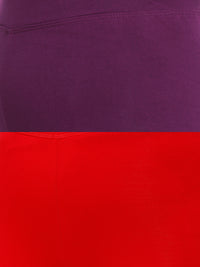 De Moza Superior Ankle Length Leggings Combo Pack of 2 Dark Purple&True Red - De Moza