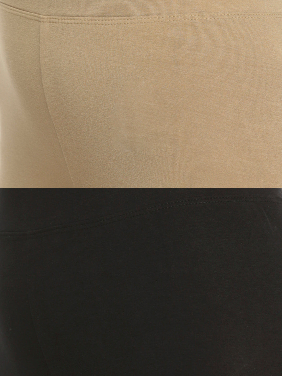De Moza Superior Ankle Length Leggings Combo Pack of 2 Golden Beige&Black - De Moza