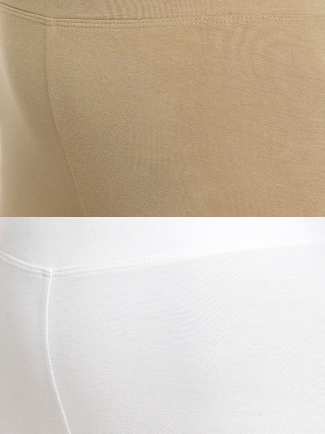 De Moza Superior Ankle Length Leggings Combo Pack of 2 Golden Beige&White - De Moza