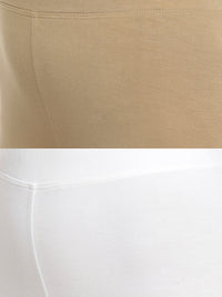De Moza Superior Ankle Length Leggings Combo Pack of 2 Golden Beige&White - De Moza
