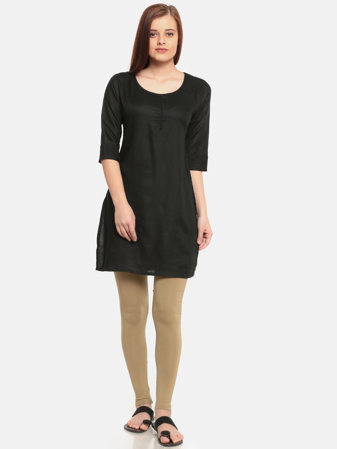 De Moza Superior Ankle Length Leggings Combo Pack of 2 Golden Beige&Offwhite - De Moza