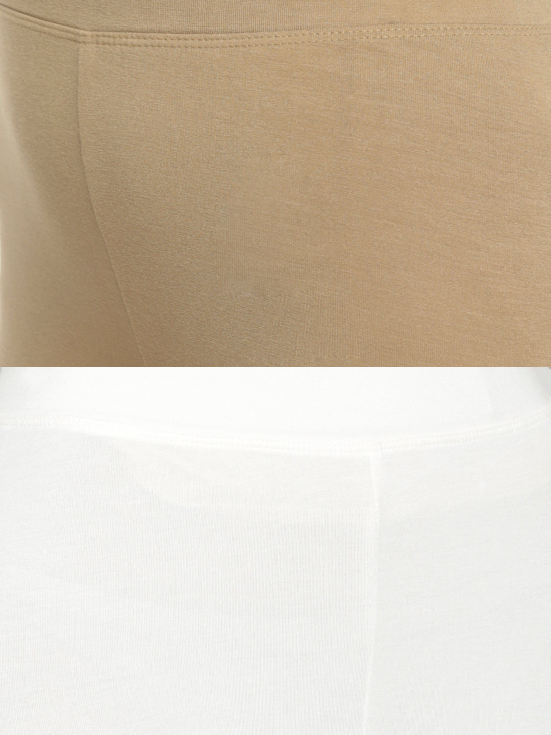 De Moza Superior Ankle Length Leggings Combo Pack of 2 Golden Beige&Offwhite - De Moza