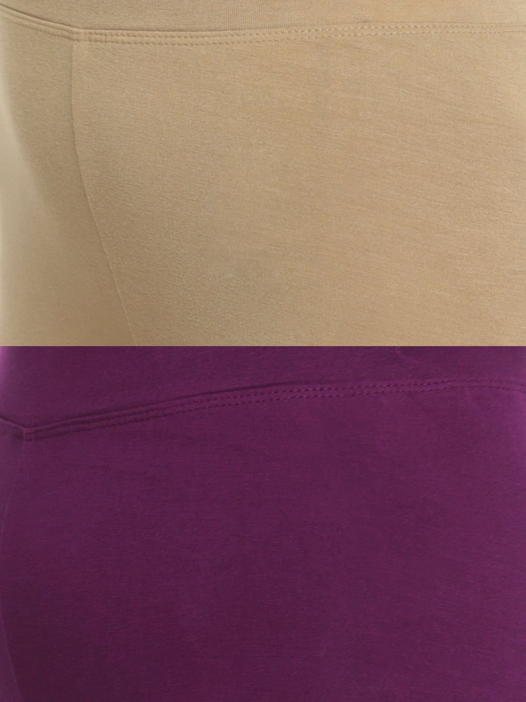De Moza Superior Ankle Length Leggings Combo Pack of 2 Golden Beige&Dark Purple - De Moza