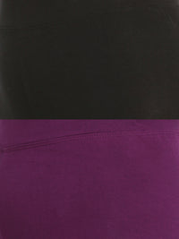 Pack of 2 De Moza Ladies Superior Ankle Leggings Black&Dark Purple