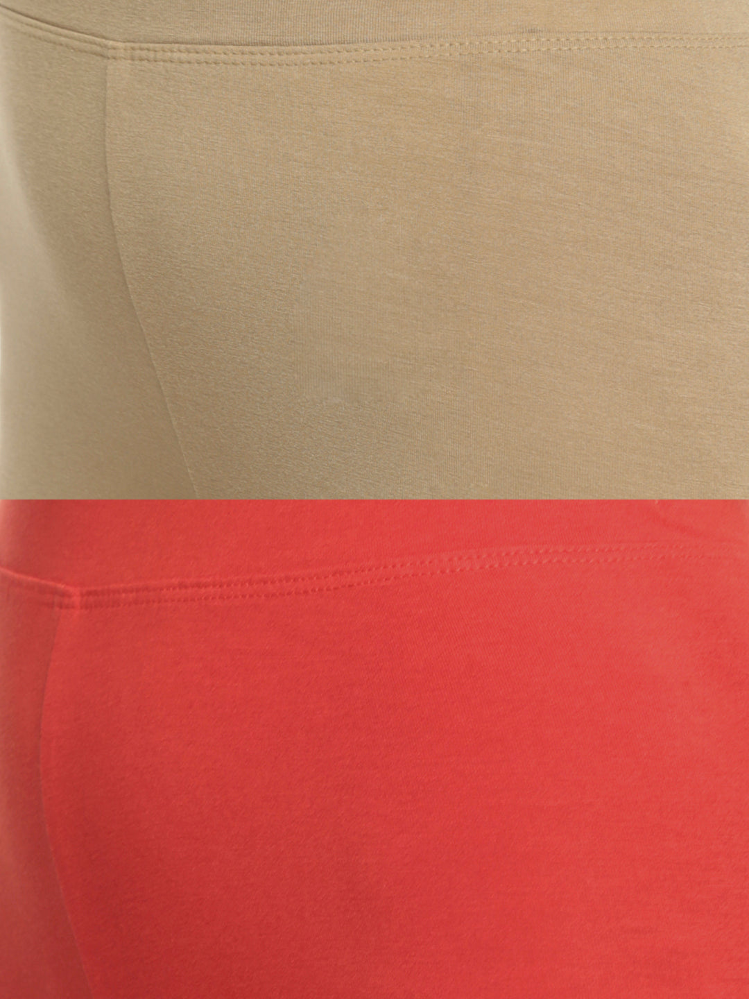 De Moza Superior Ankle Length Leggings Combo Pack of 2 Golden Beige&Rust Orange - De Moza