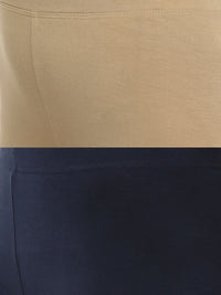 De Moza Superior Ankle Length Leggings Combo Pack of 2 Golden Beige&Navy Blue - De Moza
