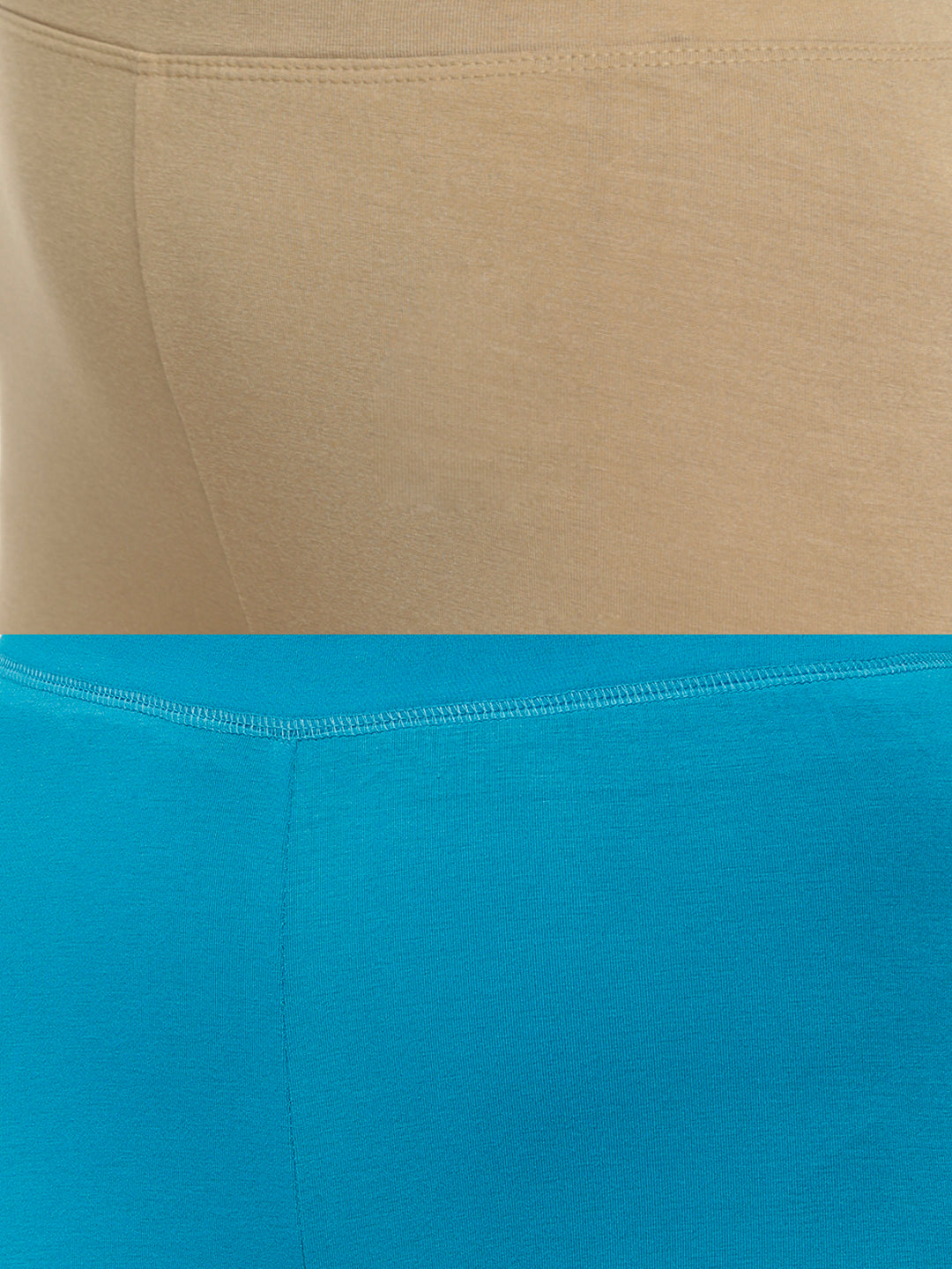 De Moza Superior Ankle Length Leggings Combo Pack of 2 Golden Beige&Teal - De Moza