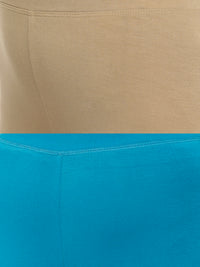 De Moza Superior Ankle Length Leggings Combo Pack of 2 Golden Beige&Teal - De Moza