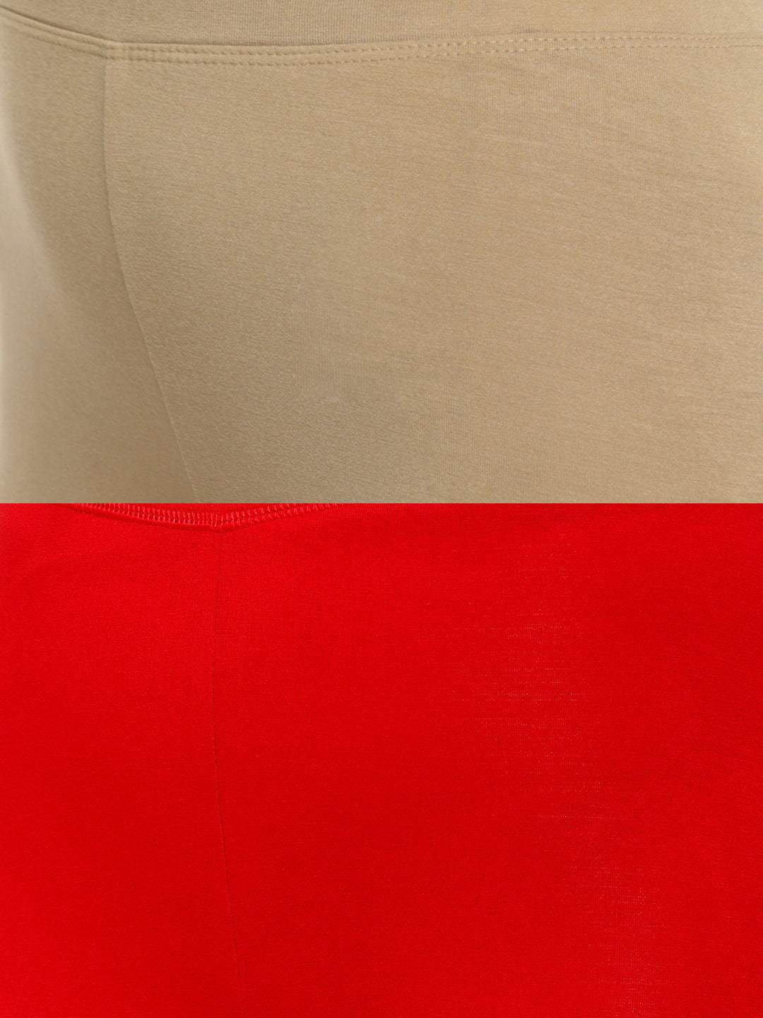 De Moza Superior Ankle Length Leggings Combo Pack of 2 Golden Beige&True Red - De Moza