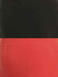 Pack of 2 De Moza Ladies Superior Ankle Leggings Black&Rust Orange