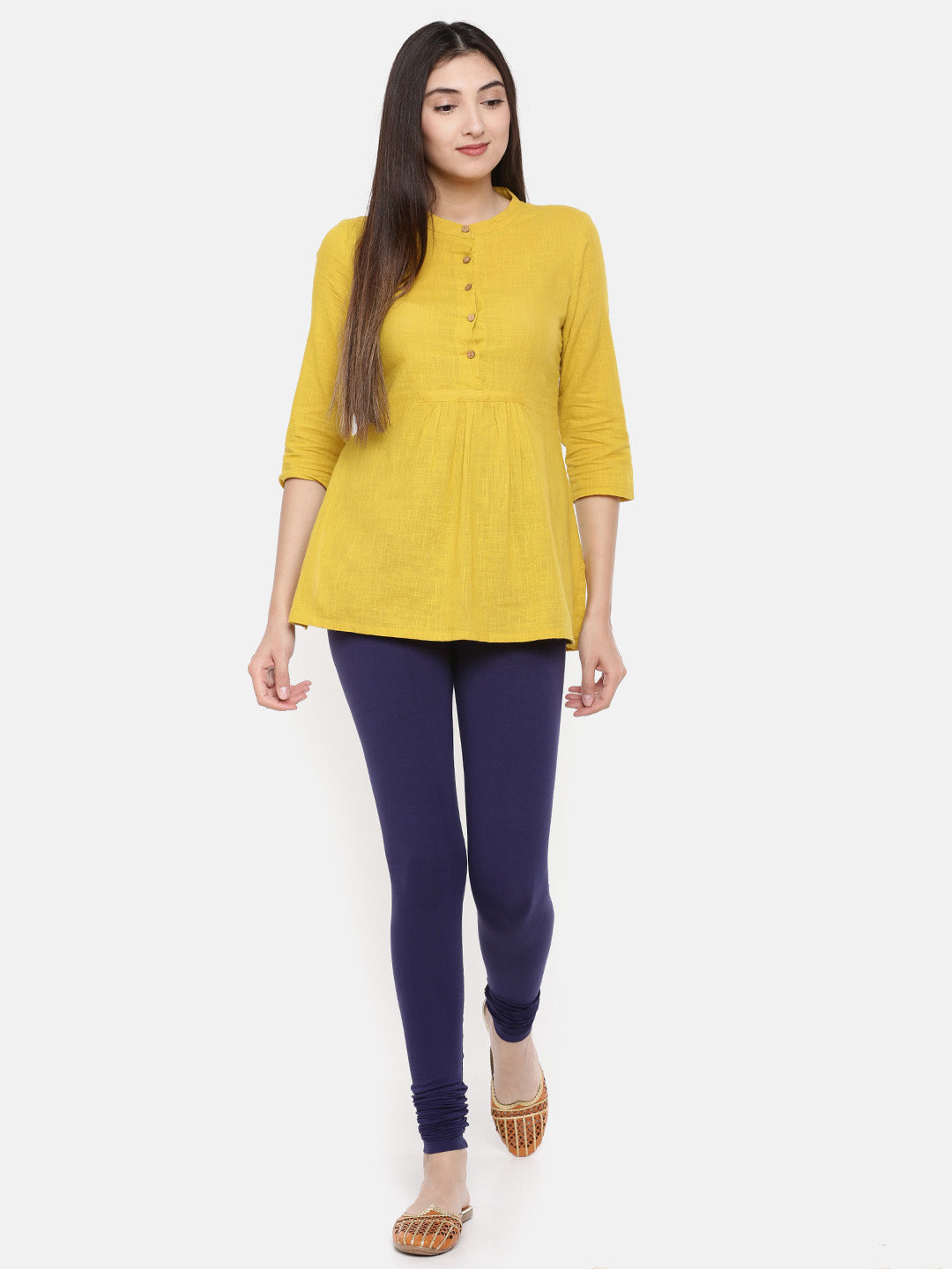 De Moza - Women's Navy Blue Churidar Leggings (4890549223487)