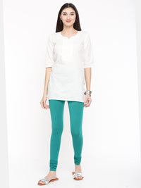 De Moza Ladies Churidar Leggings Solid Lycra Sea Green