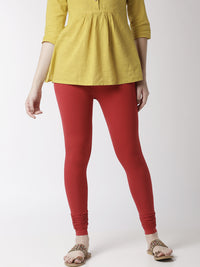 De Moza- Women's Red Churidar Leggings  (4890551648319)
