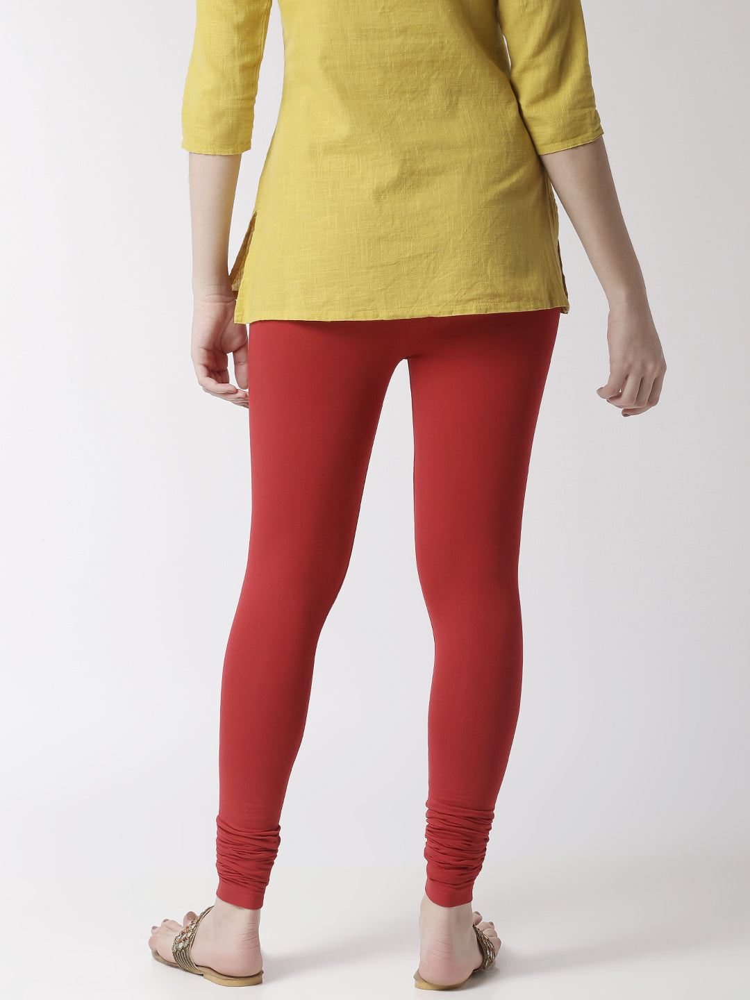 De Moza- Women's Red Churidar Leggings  (4890551648319)
