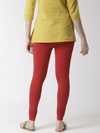 De Moza- Women's Red Churidar Leggings  (4890551648319)