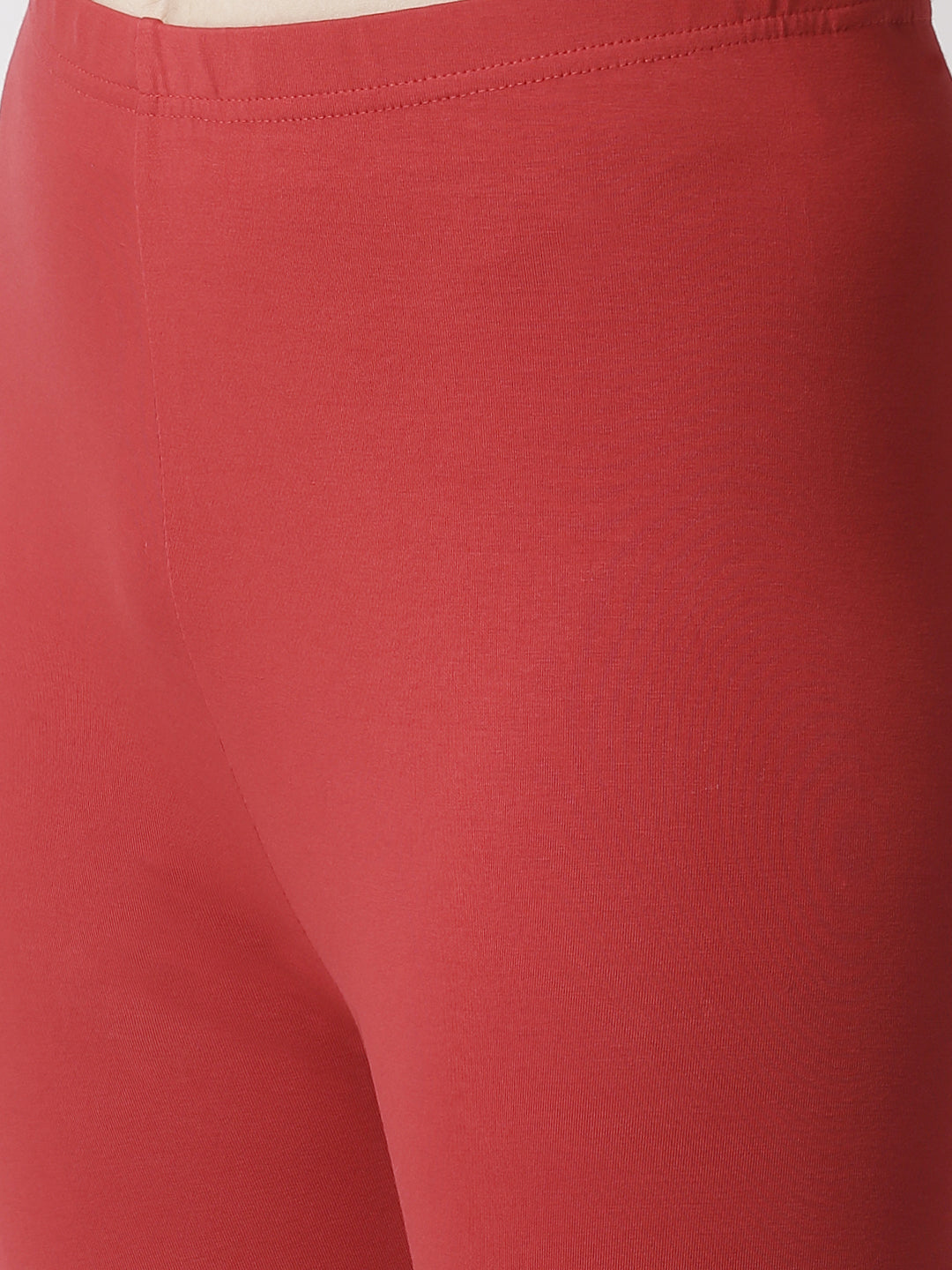De Moza- Women's Red Churidar Leggings  (4890551648319)