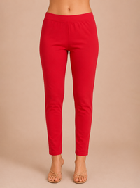 De Moza Women Knit Cotton Kurti Pant Red