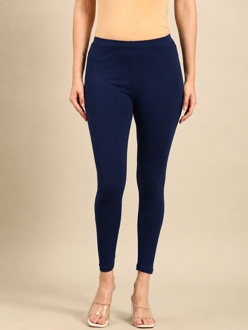 Ankle Length Leggings Cotton-Navy - De Moza