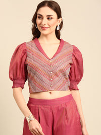 Co-Ord Set (Crop Top & Culottes)-Dark Pink - De Moza