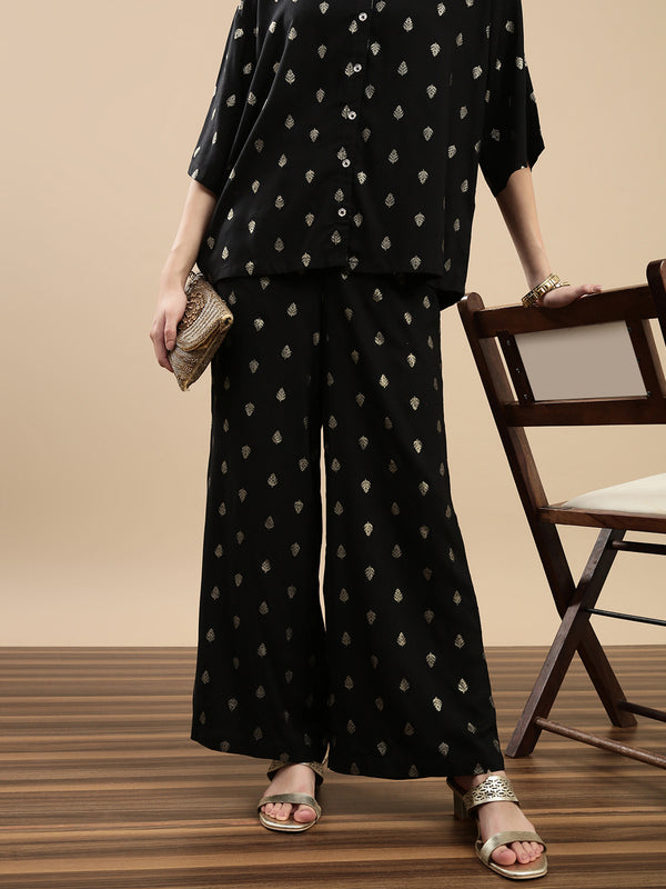 De Moza Women Festive Palazzo Black - De Moza
