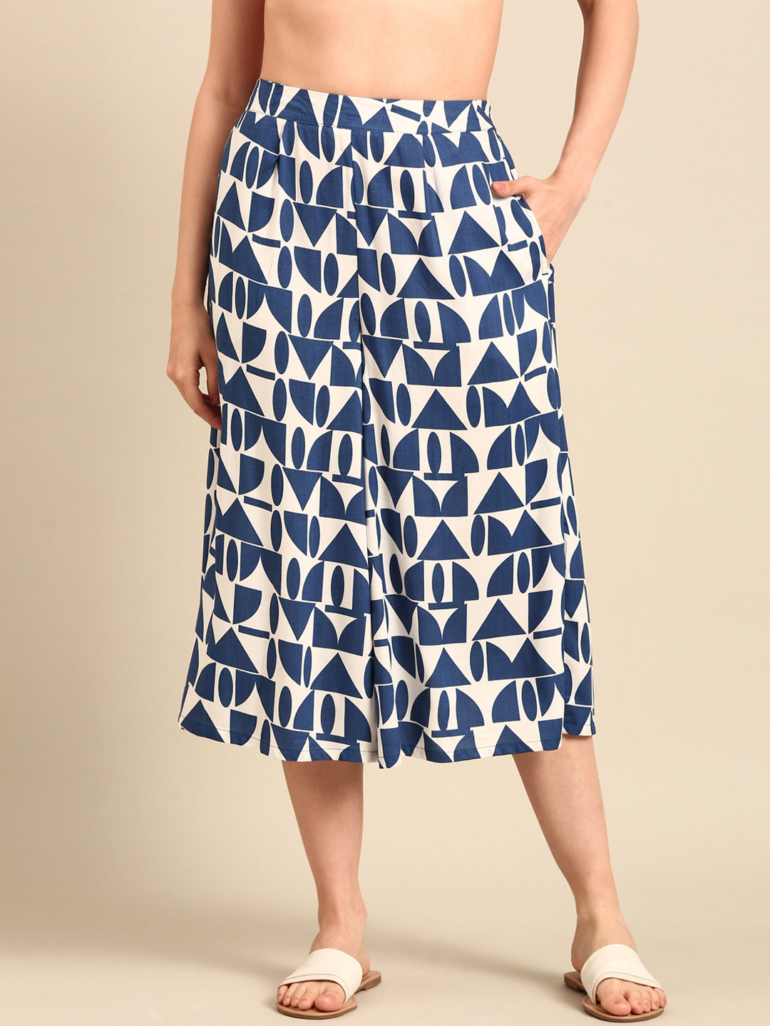 Culottes All Over Print-Blue - De Moza