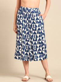 Culottes All Over Print-Blue - De Moza