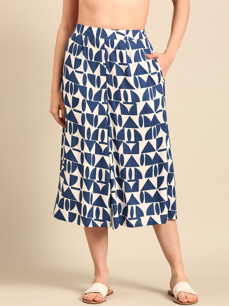 Culottes All Over Print-Blue - De Moza