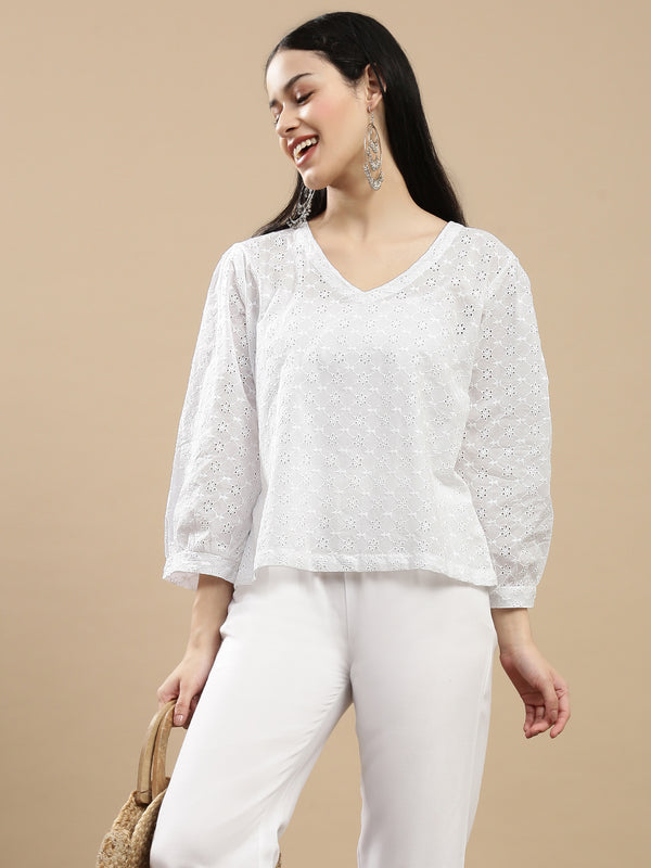 De Moza Women Casual Top White - De Moza