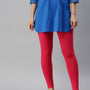 De Moza Ladies Ankle Length Leggings Solid  Cotton Dark Coral