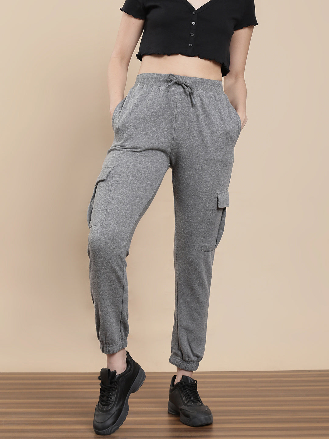De Moza Women Casual Jogger Anthra Melange