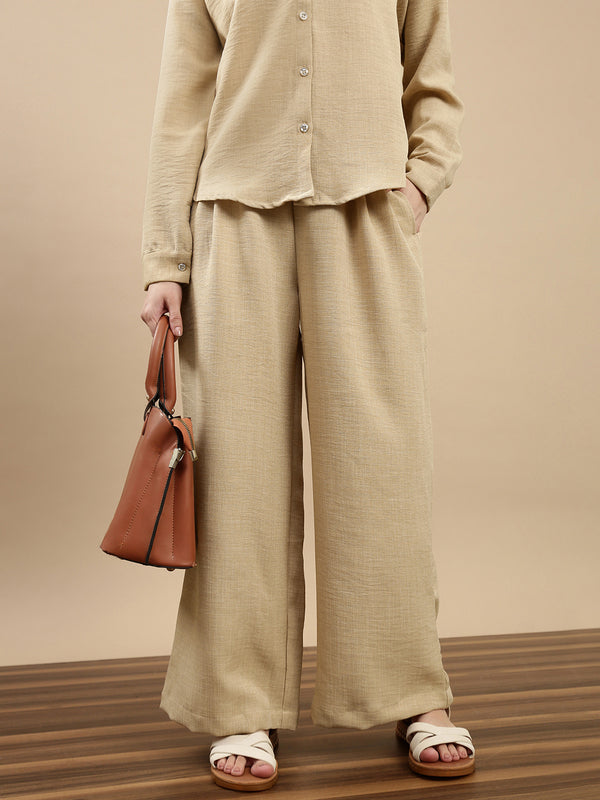 De Moza Women Casual Palazzo Beige - De Moza