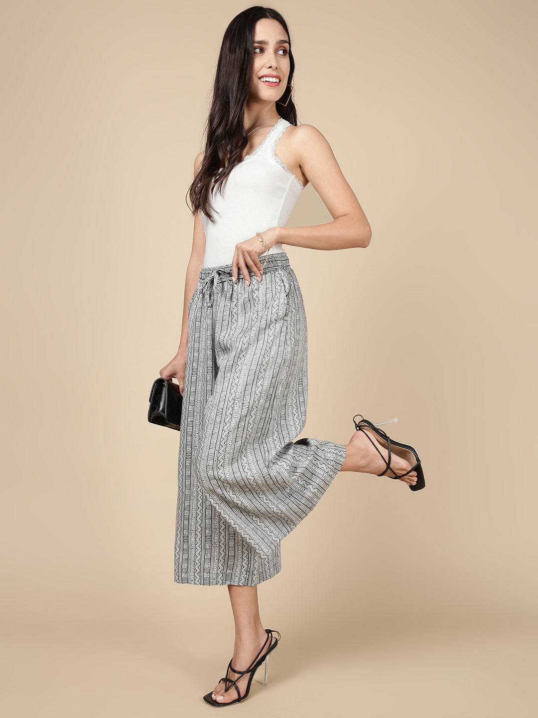 Printed Culottes-Black - De Moza