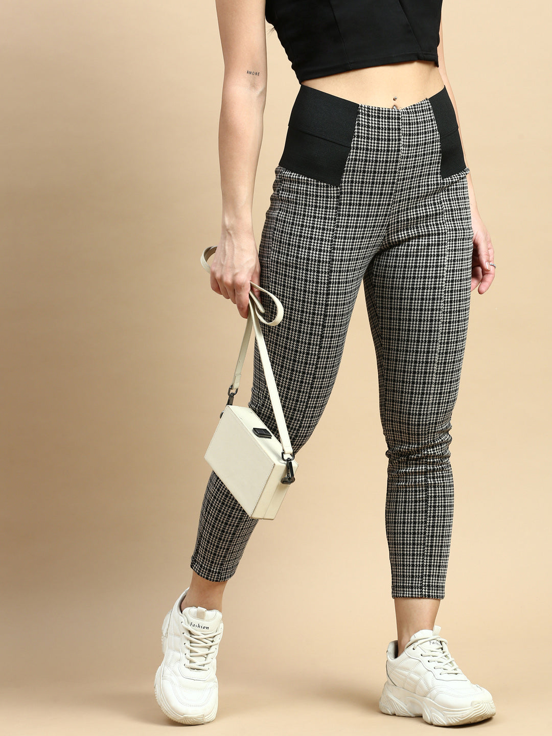 Treggings Jacquard Polyester-Black - De Moza