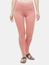 De Moza Ladies Ankle Length Leggings Solid Cotton Light Peach