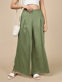 Pleated Palazzo-Deep Green