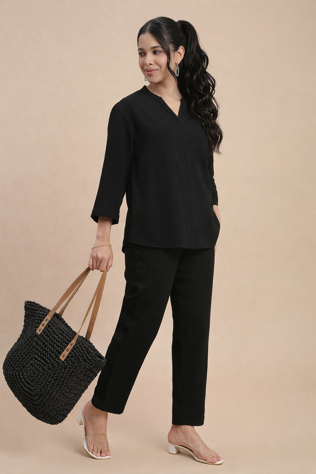 De Moza Women Casual Tunic Top Black - De Moza