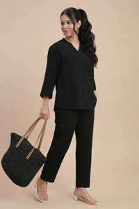 De Moza Women Casual Tunic Top Black - De Moza