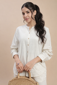 De Moza Women's Officewear Co-ords (Tunic Shirt & Palazzo) Natural - De Moza