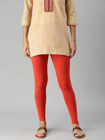 De Moza Ankle Length Leggings Cotton Rust Orange - De Moza