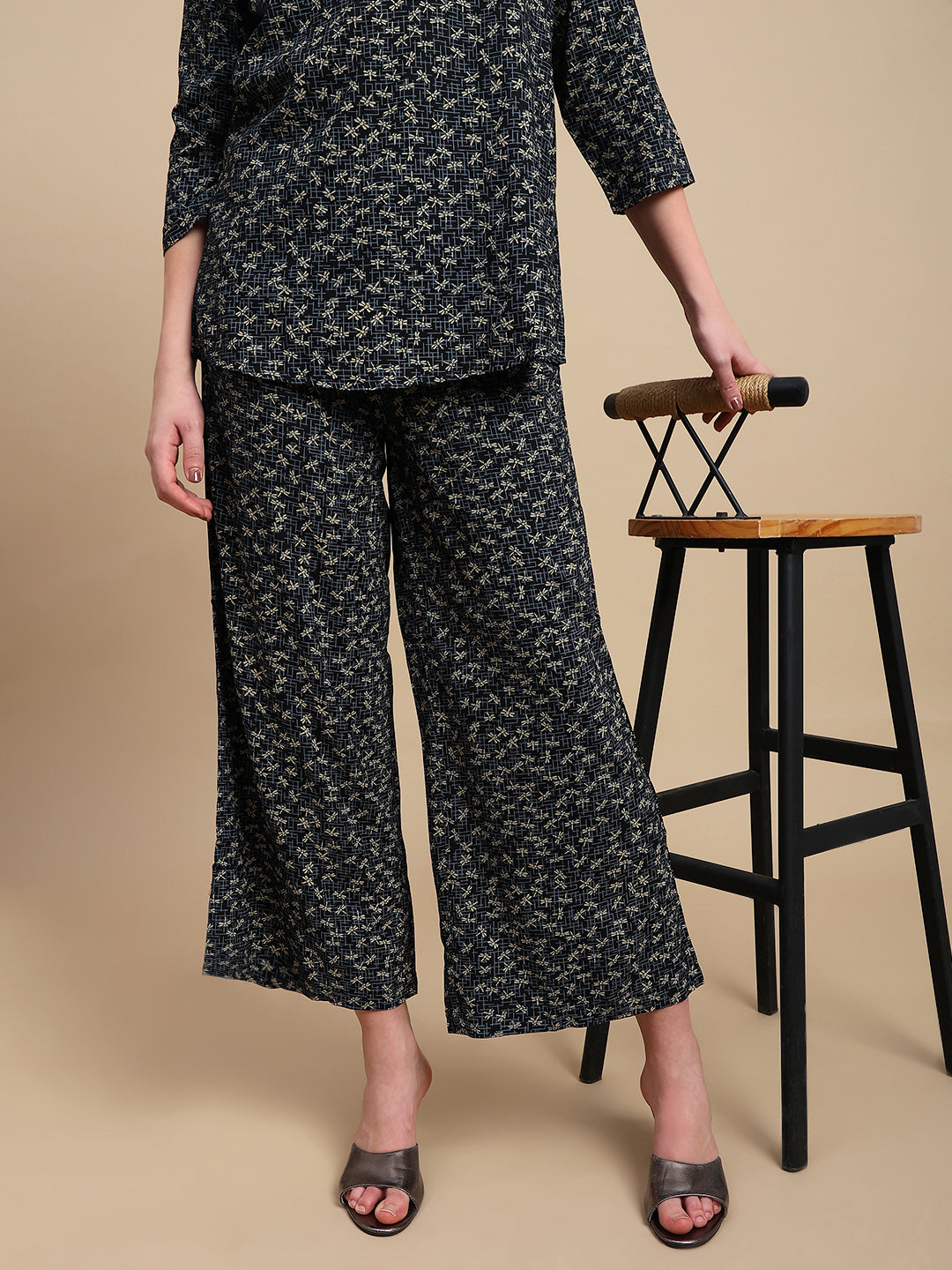 De Moza Women Festive Palazzo Black - De Moza