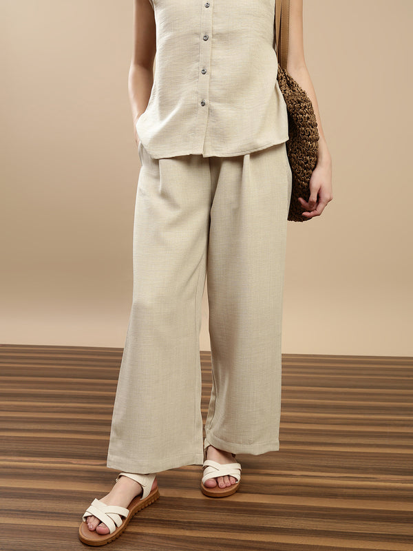 De Moza Women Casual Palazzo Light Beige - De Moza