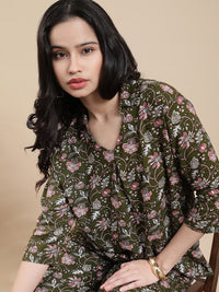 De Moza Women Festive Top Deep Green