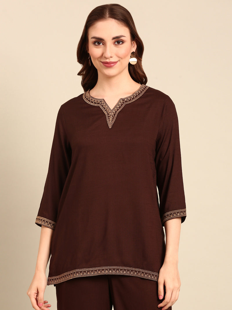 Tunic Top-Dark Brown - De Moza