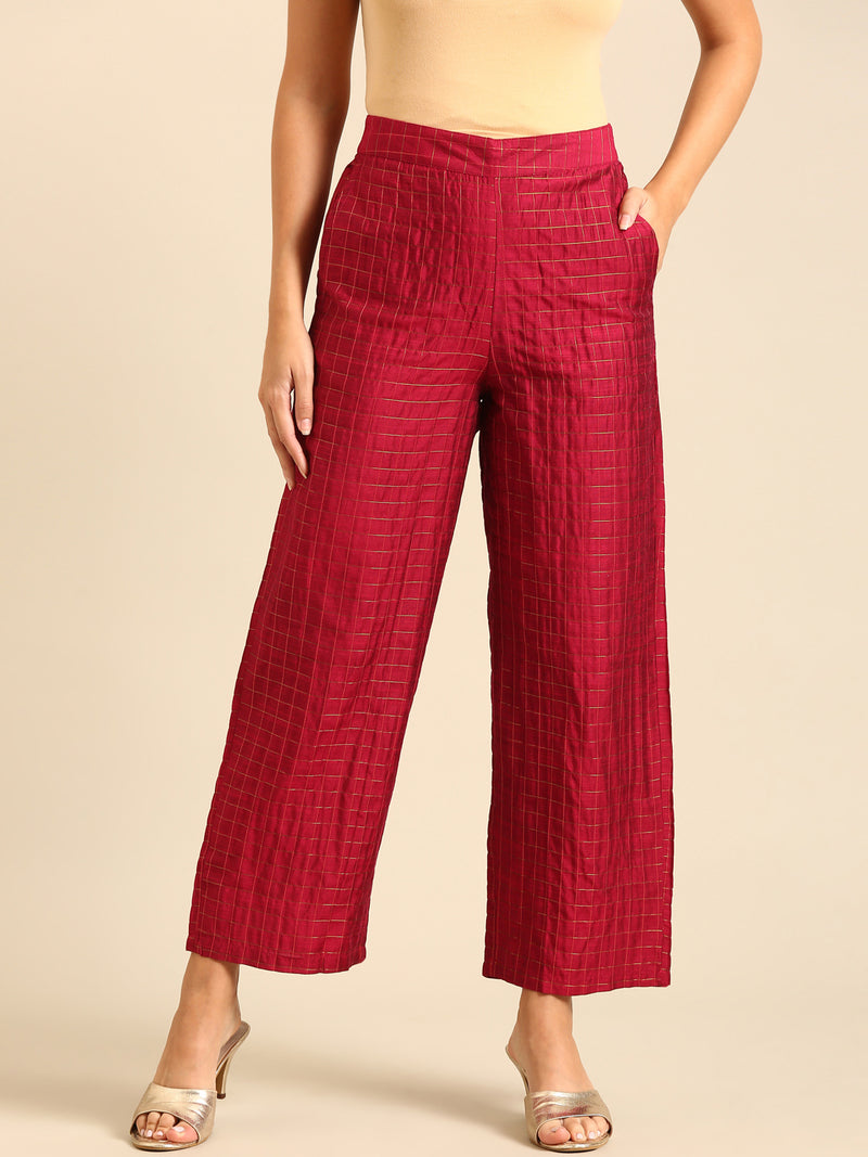 Palazzo Checked-Pink - De Moza