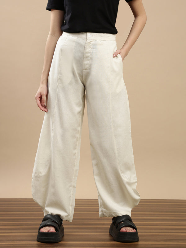 De Moza Women Casual Pants Natural - De Moza