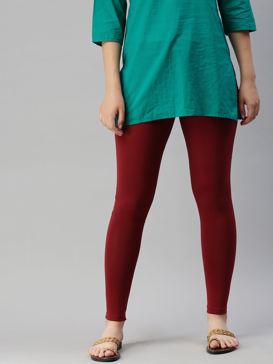 Women Ankle Length Leggings Maroon – De Moza