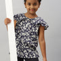 De Moza Girls Printed Top Dark Blue