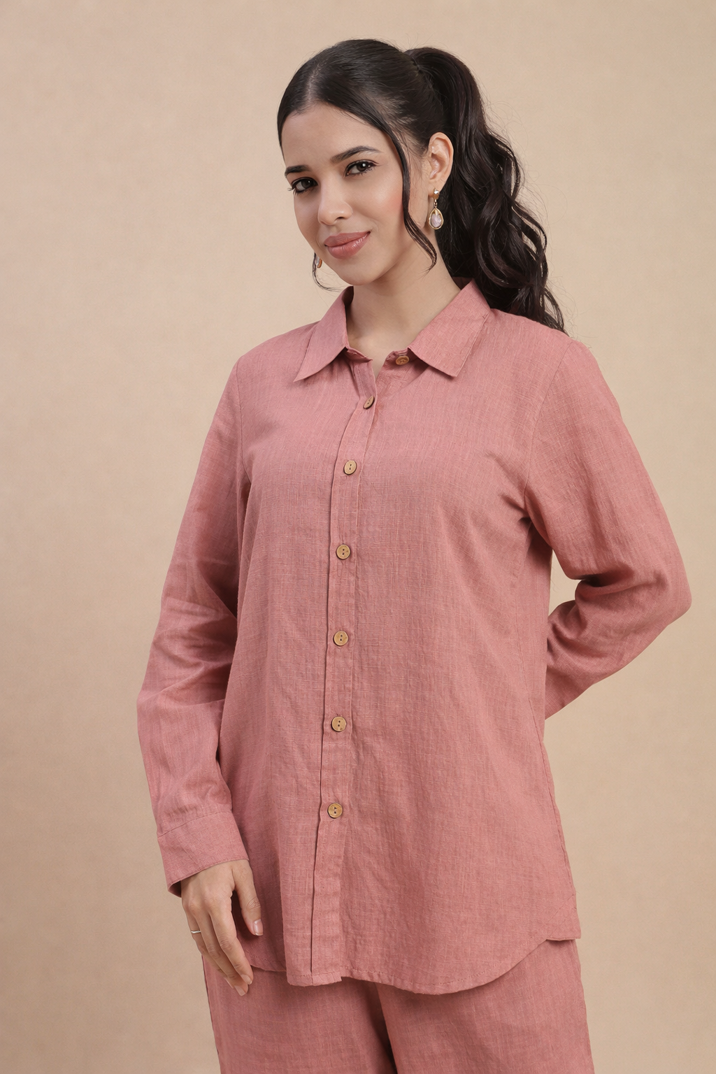 De Moza Women's Officewear Co-ords (Tunic Shirt & Palazzo) Peach - De Moza